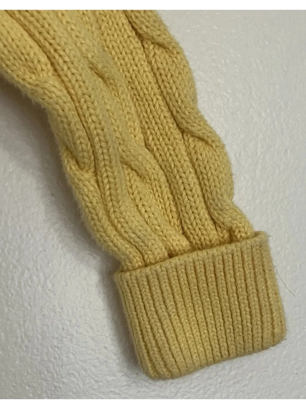Ralph Lauren Yellow Cable Knit Peplum Cardigan with Pony